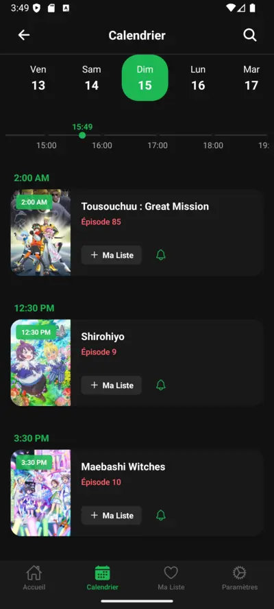 Interface de lecteur vidéo HD pour anime VF et VOSTFR